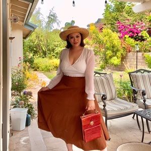 Brown Maxi A-Line Skirt